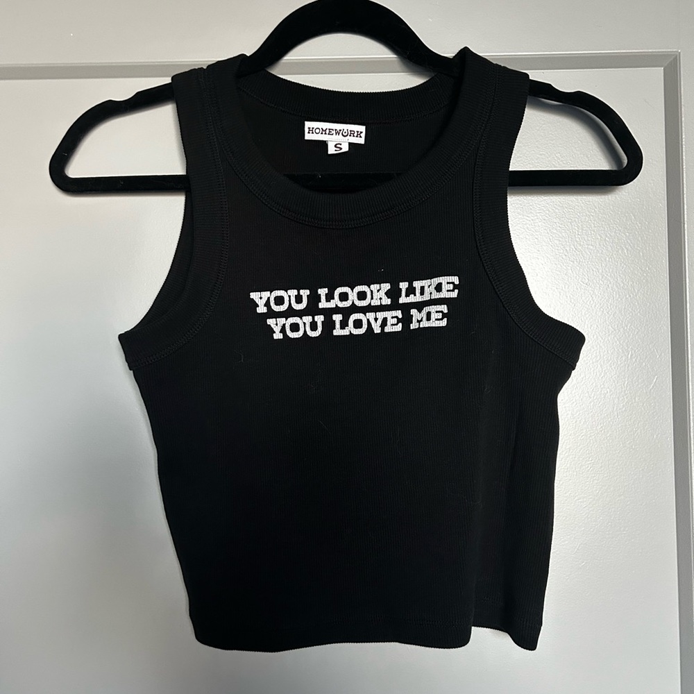 Homework “You Look Like You Love Me” Ribbed Crop Tank Top - Size Small